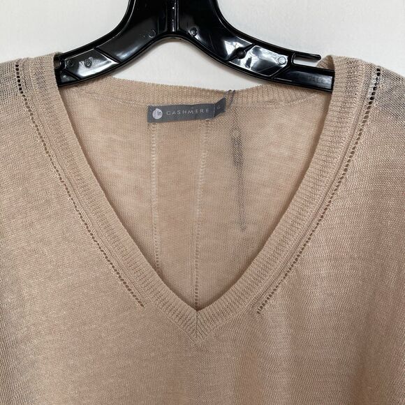In Cashmere Women's V Neck 100% Linen Pullover Sweater Warm Ivory Color XL NWT - Picture 3 of 7